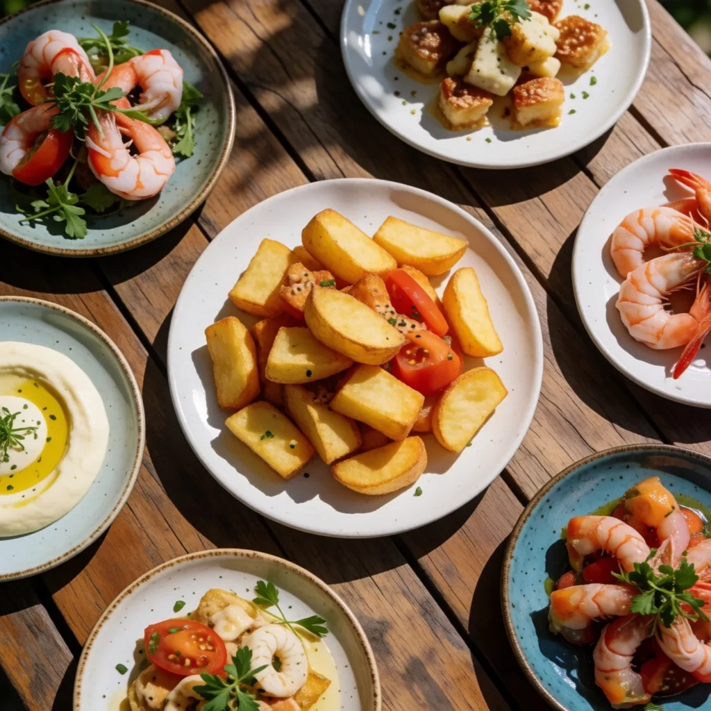 Variedad de tapas en el restaurante del parque