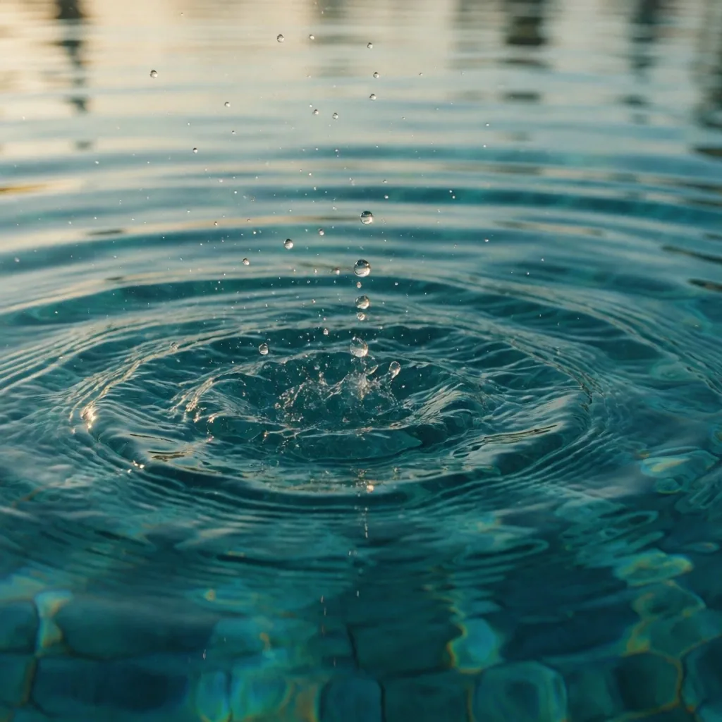 Detalle de la superficie del agua en una piscina de Aqua Oasis
