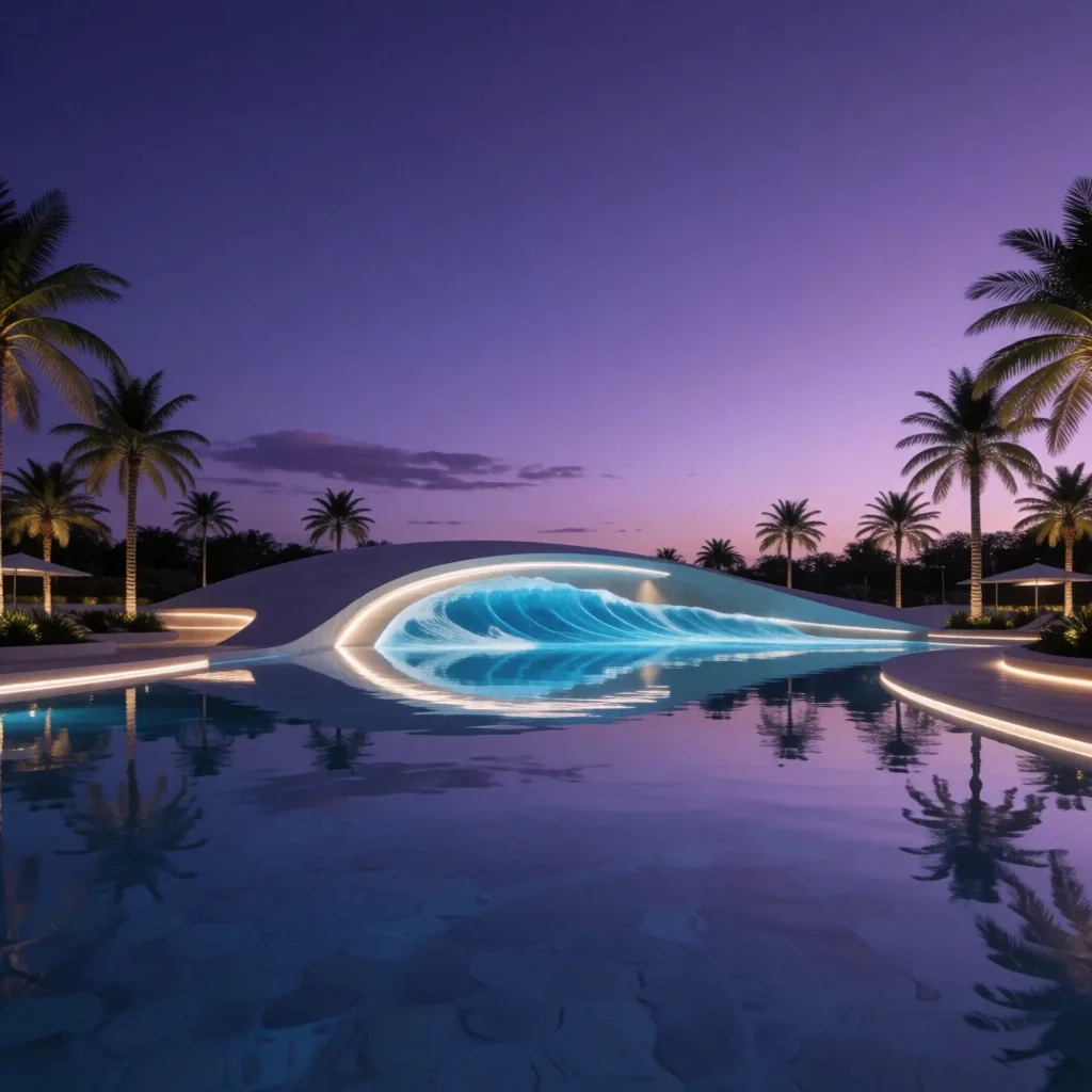 Panorámica de Aqua Oasis al atardecer en La Marina, Alicante